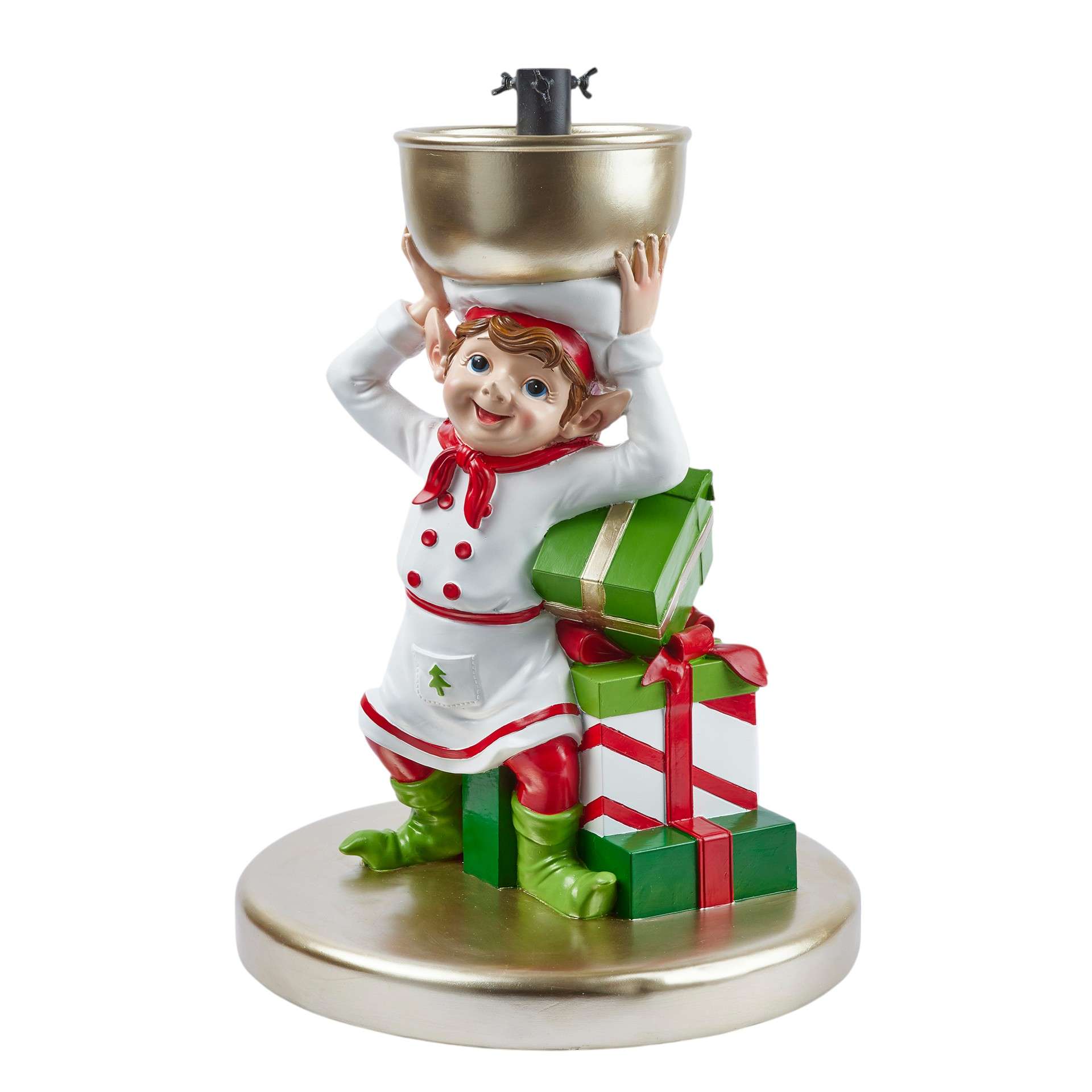 Support pour sapin de Noël EDG Elf Chef avec papier cadeau