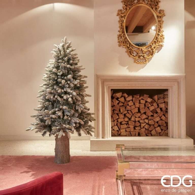 EDG Snow-Covered Merano Pine Christmas Tree H.150 cm D.101 cm with 200 LEDs