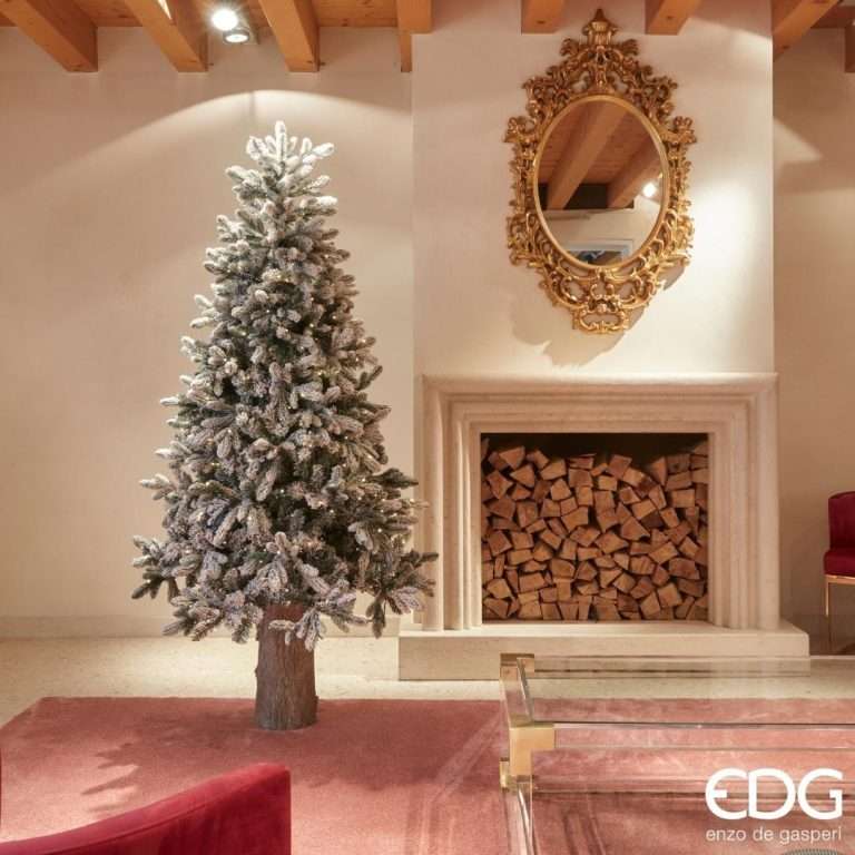 EDG Snow-covered Merano Pine Christmas Tree H.180 cm D.117 cm with 400 LEDs