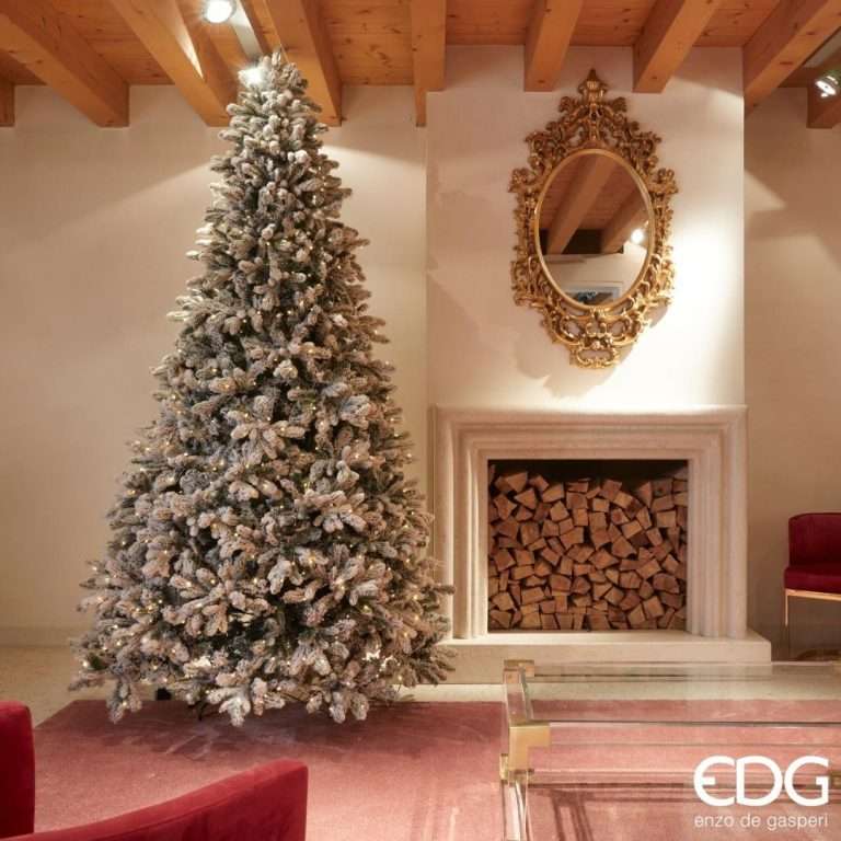 EDG Snow-covered Merano Pine Christmas Tree H.270 cm D.163 cm with 1000 LEDs