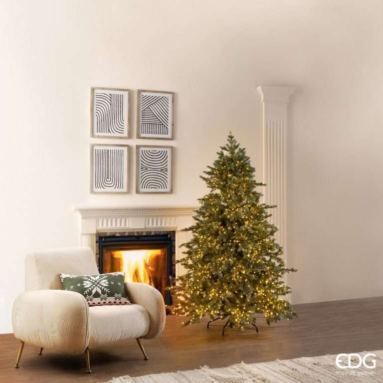 Albero di Natale EDG Pino Argentato H.180 cm D.135 cm con 3000 Mini Led