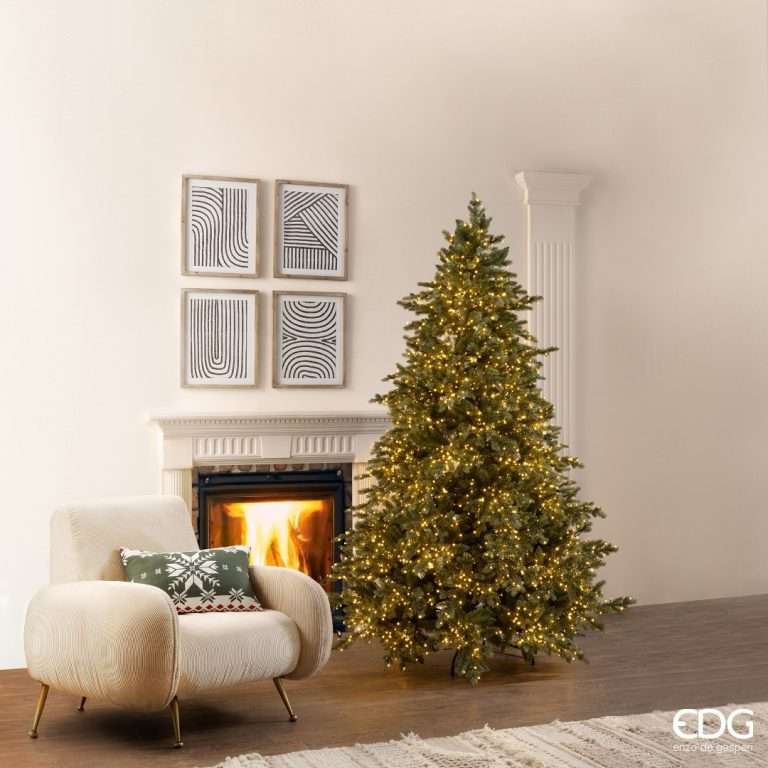 Albero di Natale EDG Pino Argentato H.210 cm D.149 cm con 4000 Mini Led