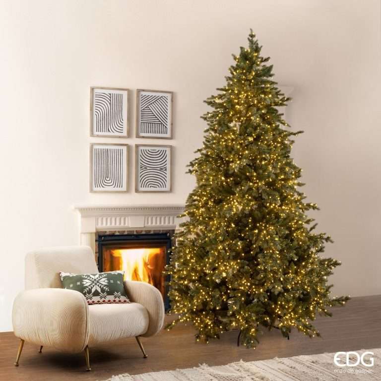 Albero di Natale EDG Pino Argentato H.270 cm D.170 cm con 6500 Mini Led