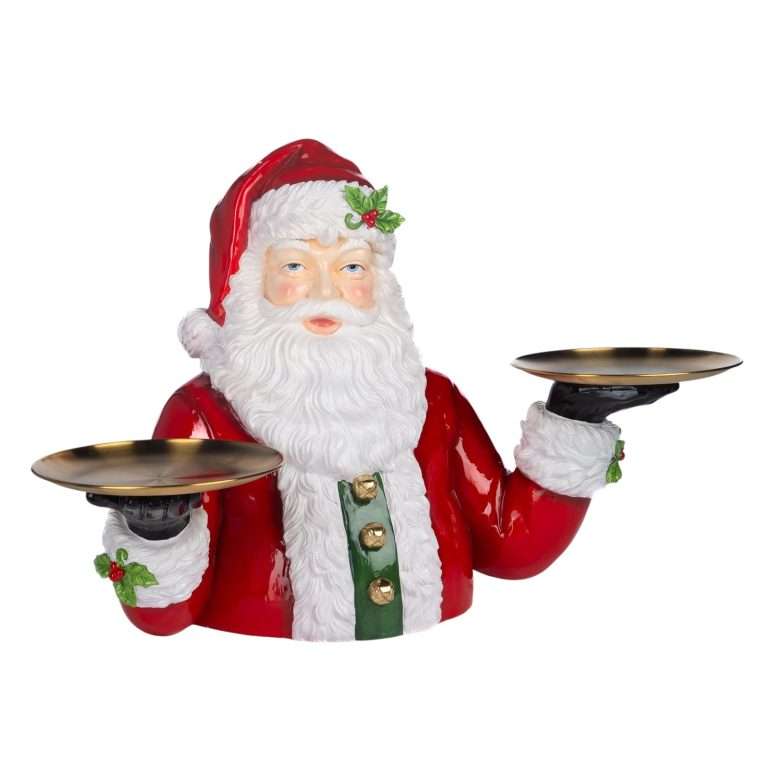 Busto di Babbo Natale Rosso con 2 Vassoi - H 77 cm