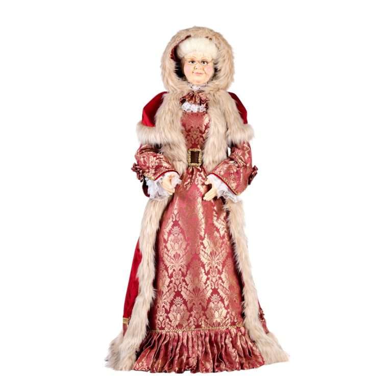 Signora Natale North Pole Rossa con Pelliccia - H 170 CM