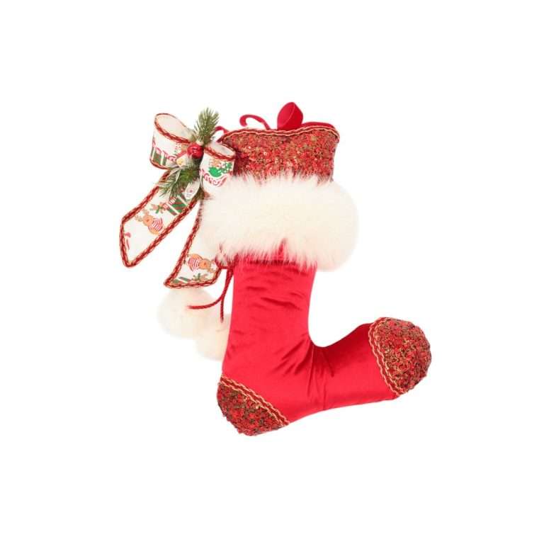 Calza velluto rosso con nastro paillettes rosso/bordeaux