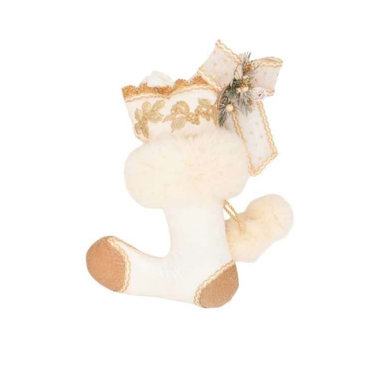 Calza Tema Gold velluto bianco e glitter