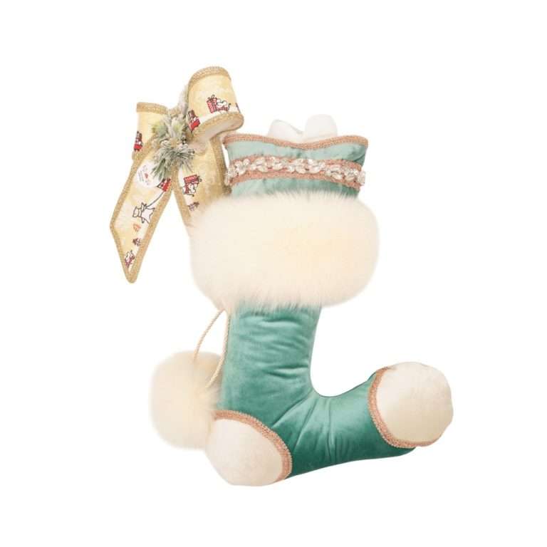 Calza baby gioiello velluto azzurro e crema