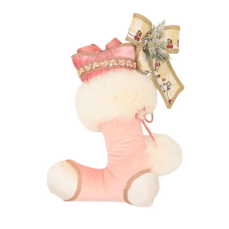 Calza baby gioiello velluto rosa e crema