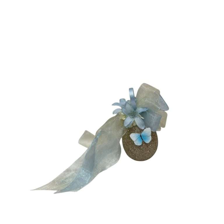 Uovo Glitter con Farfalla Celeste