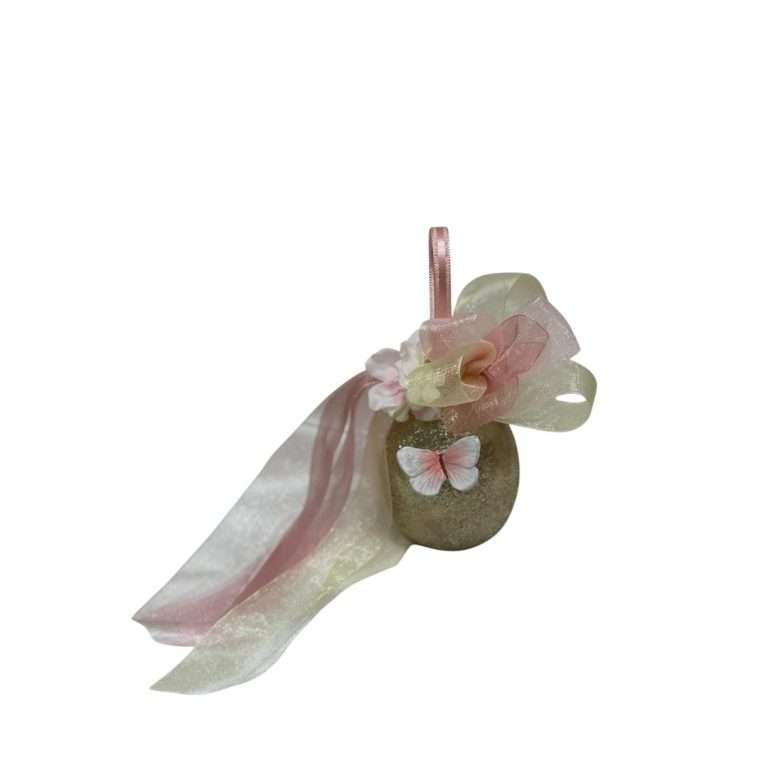 Uovo Glitter con Farfalla Rosa