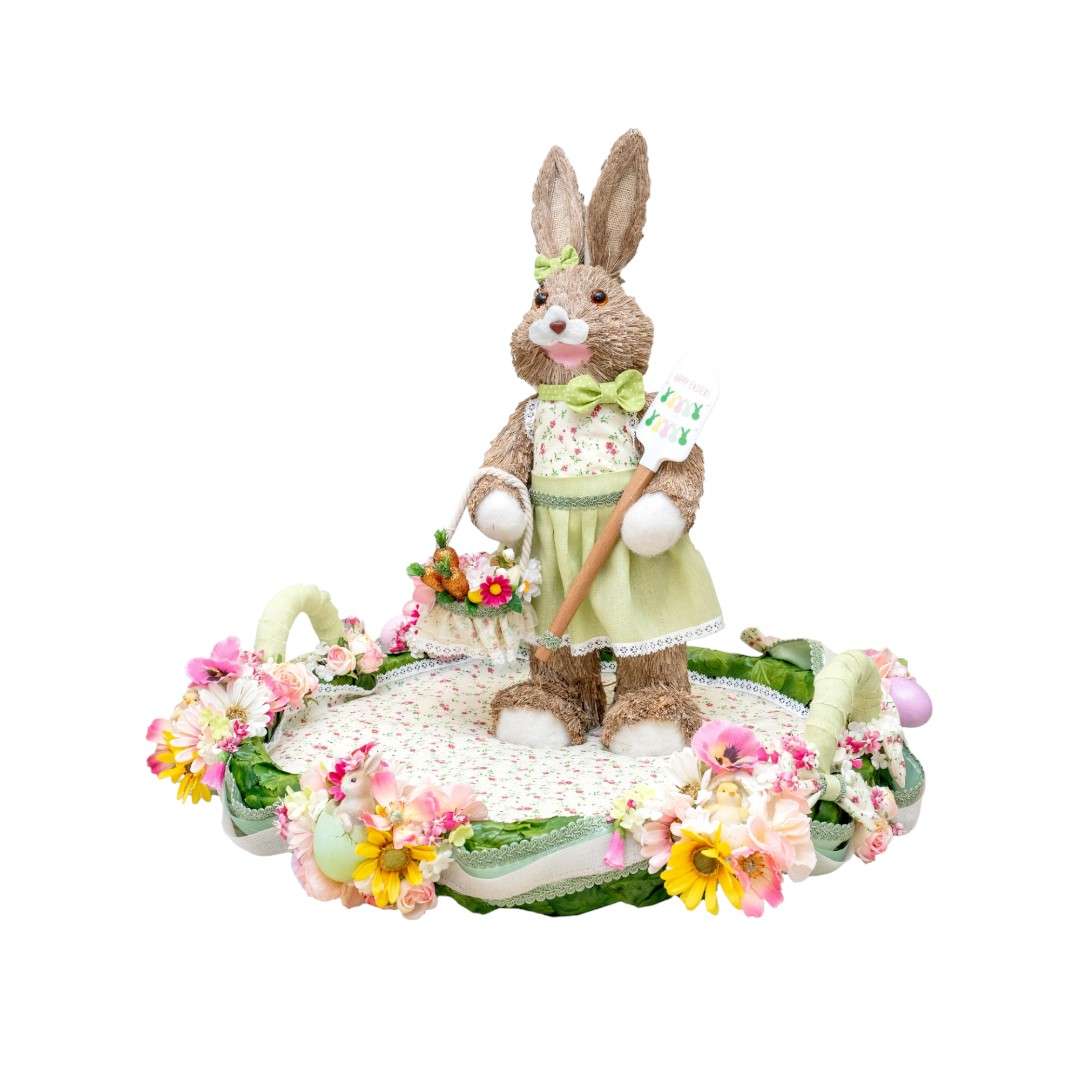 Centrotavola Maxi "Green Flowers Rabbit"