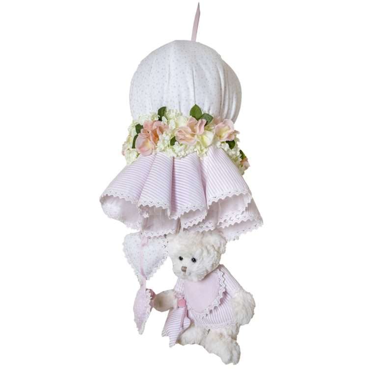Nœud papillon de naissance rose à étoiles et rayures