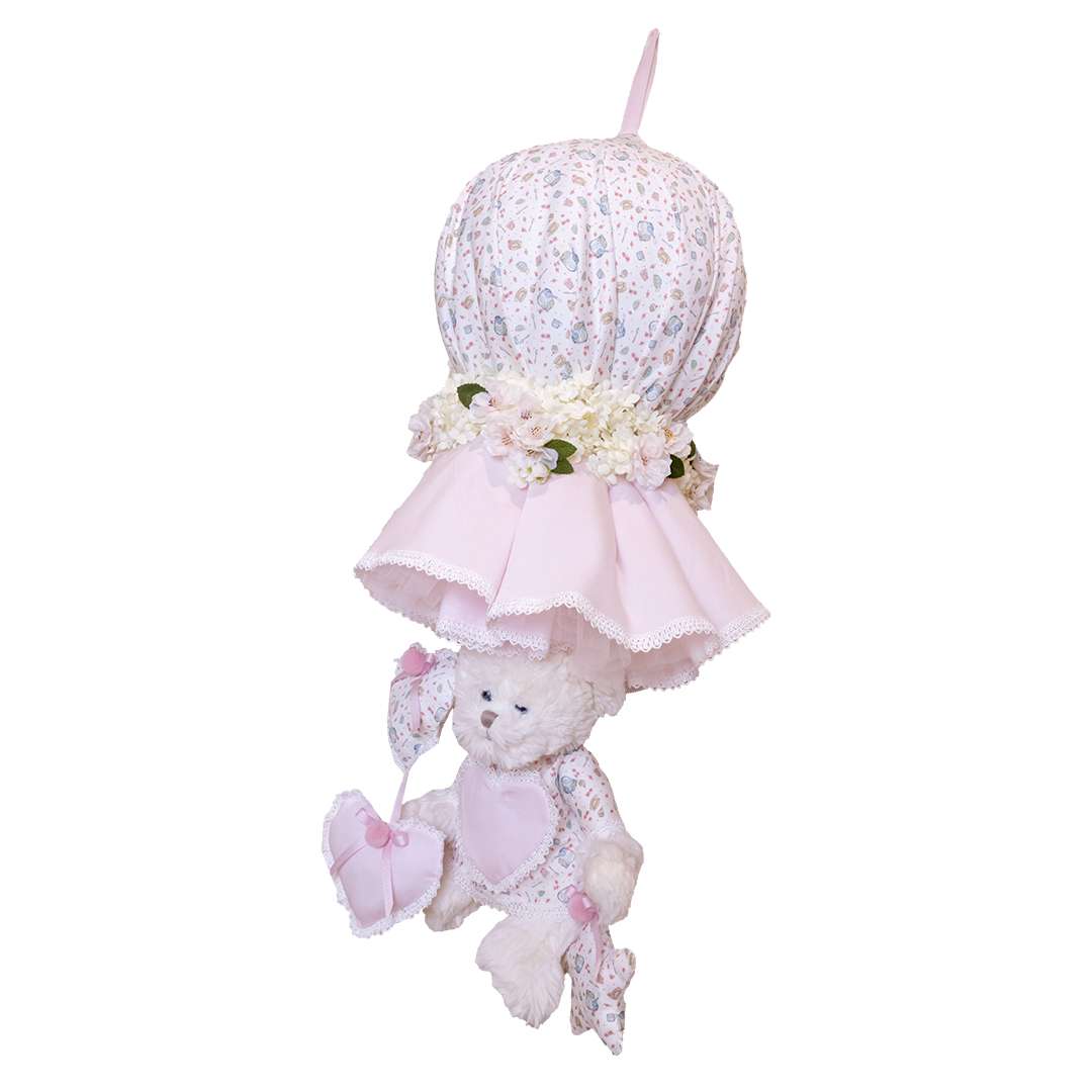 Nœud papillon de naissance Taddy avec tasses à piquet roses