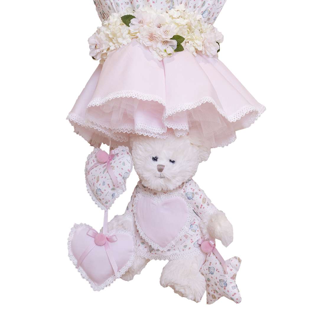 Fiocco Nascita Taddy con Tazzine Piquet Rosa – Image 2
