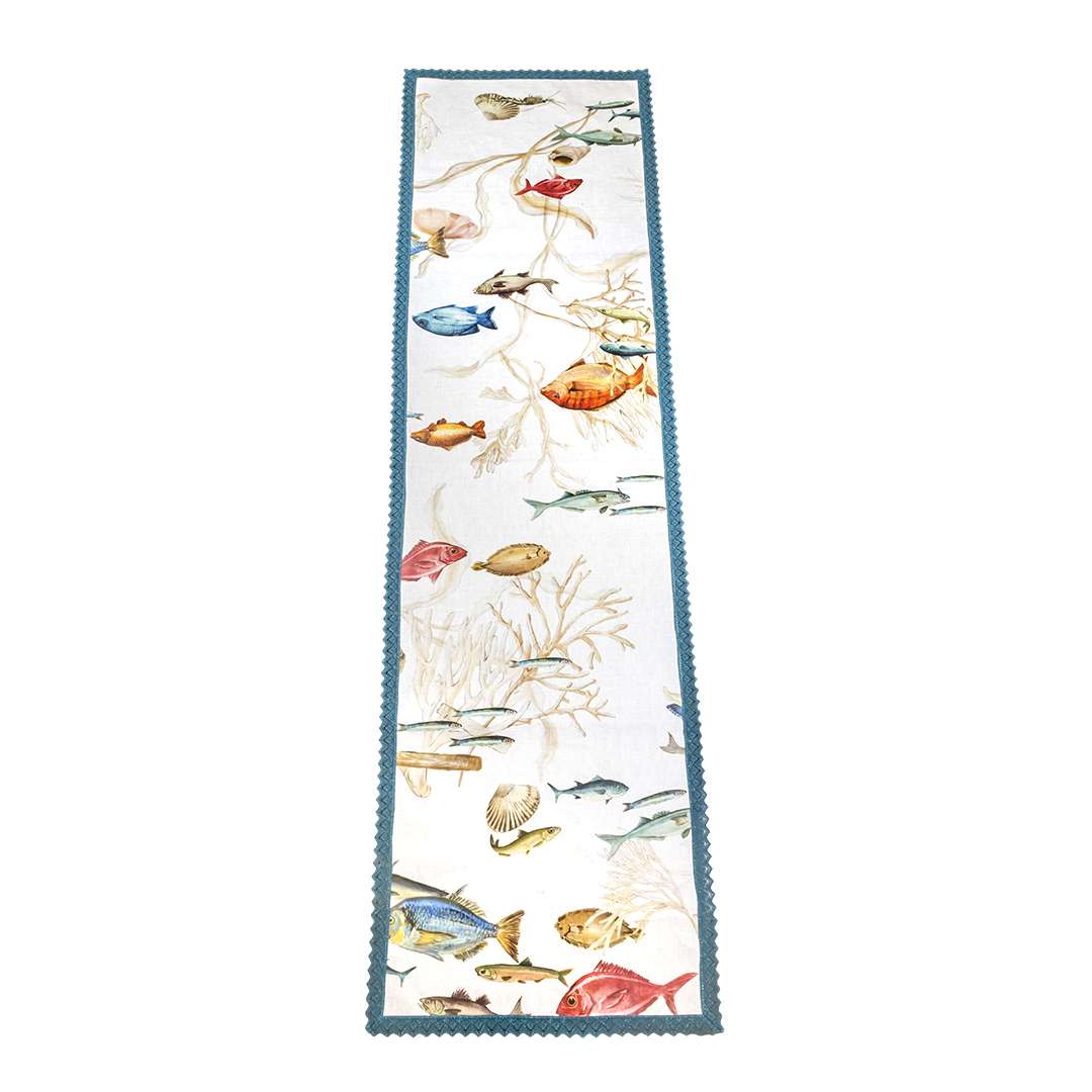 Tapis de couloir " Coucher de soleil sur la jetée bleue " 170 x 50