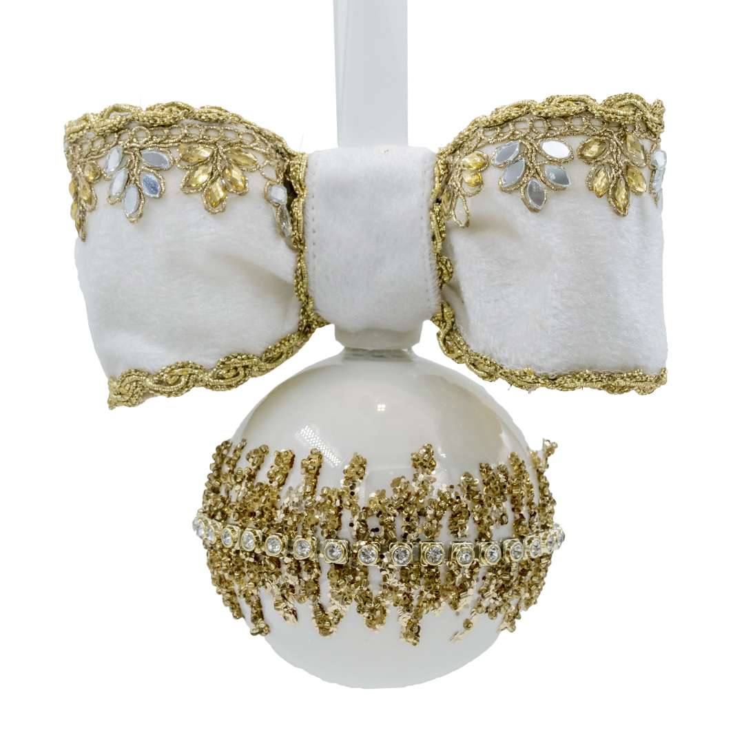 Sfera Tonda Natalizia "Bianco Regale"D8