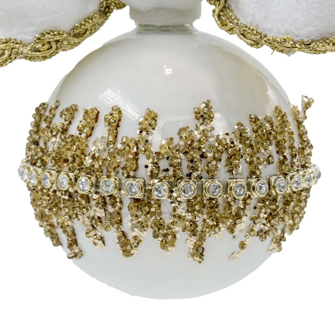 Sfera Tonda Natalizia "Bianco Regale"D8 - immagine 2