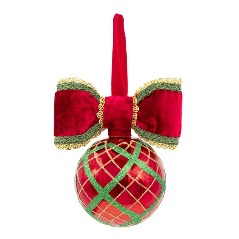 "Decorazione Albero Sfera Natalizia Tartan" D10H15
