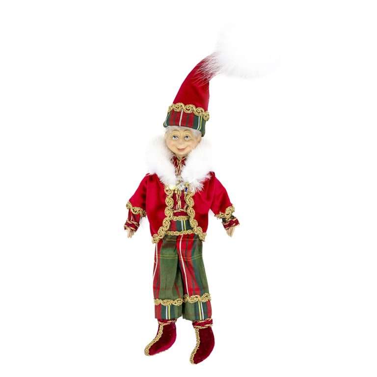 " Elfe en tartan rouge " H26 cm