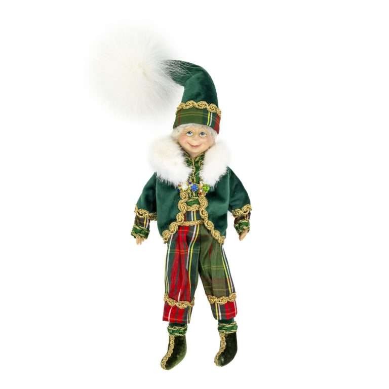 " Elfe en tartan vert " H26 cm