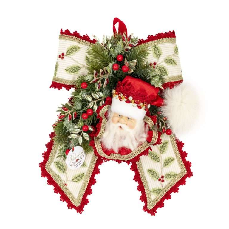 "Decorazione Fiocco con Testa Babbo Rossa Valentine" H35L30