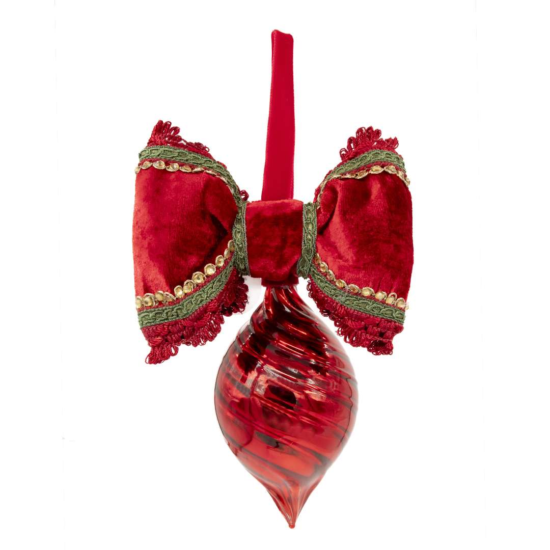 "Sfera a Goccia Rossa Tema Merry Christmas" H22D10