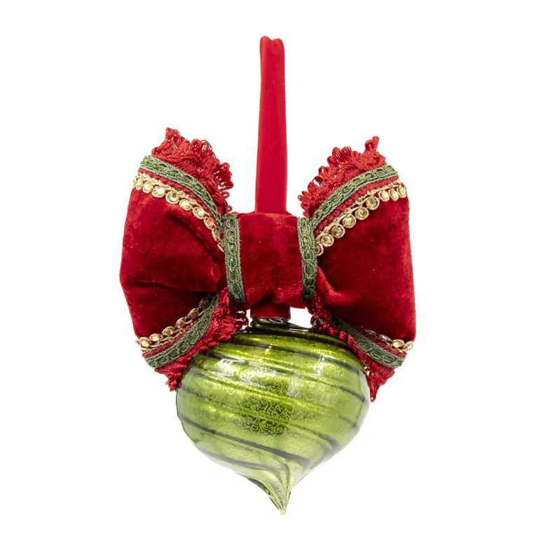 "Sfera Finial Verde Tema Merry Christmas" H22D10