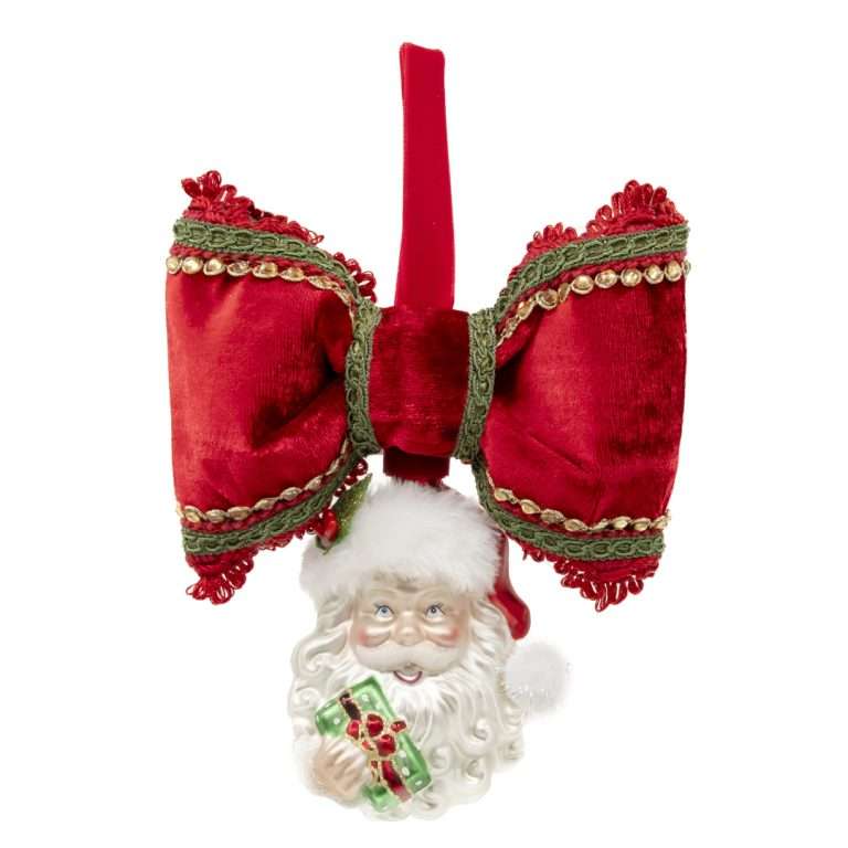 "Decorazione Albero Faccia Babbo in Vetro" H21L20