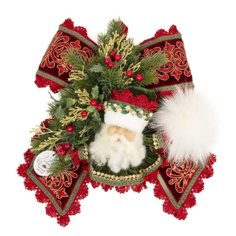 "Decorazione Albero Fiocco Testa Babbo Verde" H35L30