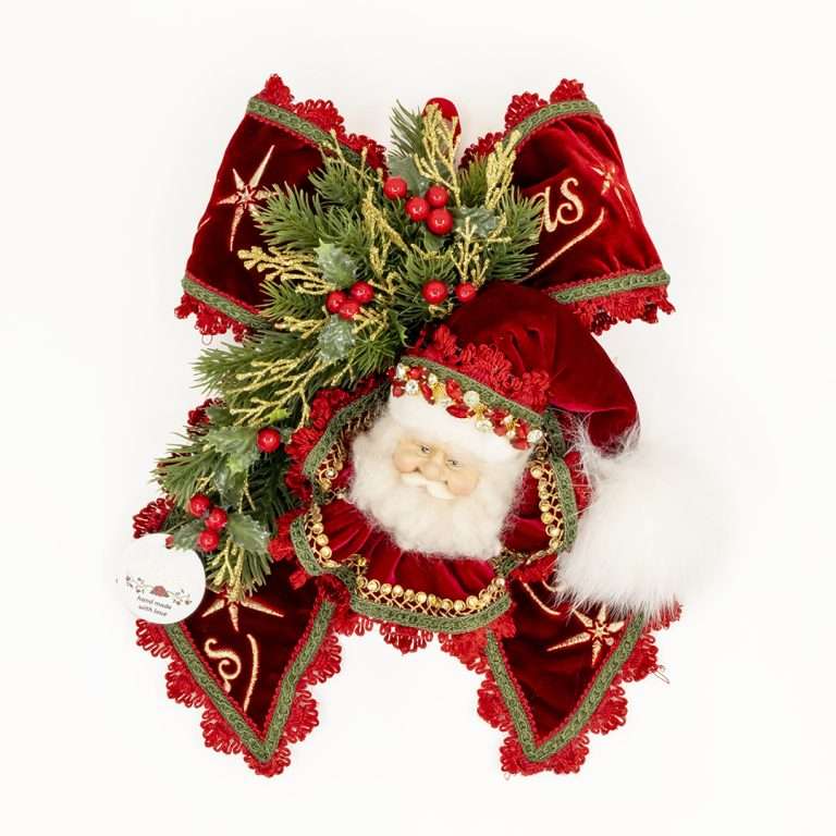 "Decorazione Albero Fiocco Testa Babbo Rossa" H40L30