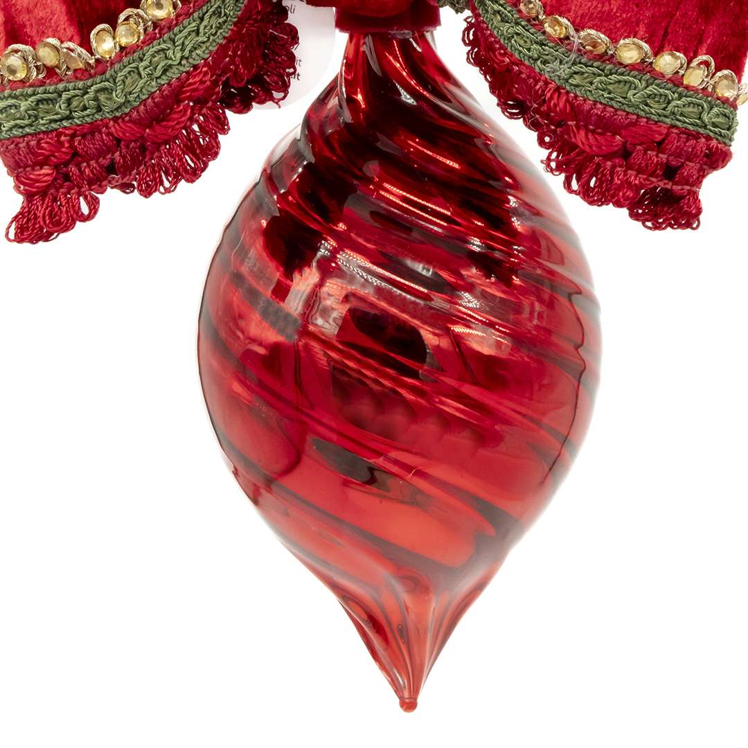 "Sfera a Goccia Rossa Tema Merry Christmas" H22D10 - immagine 2