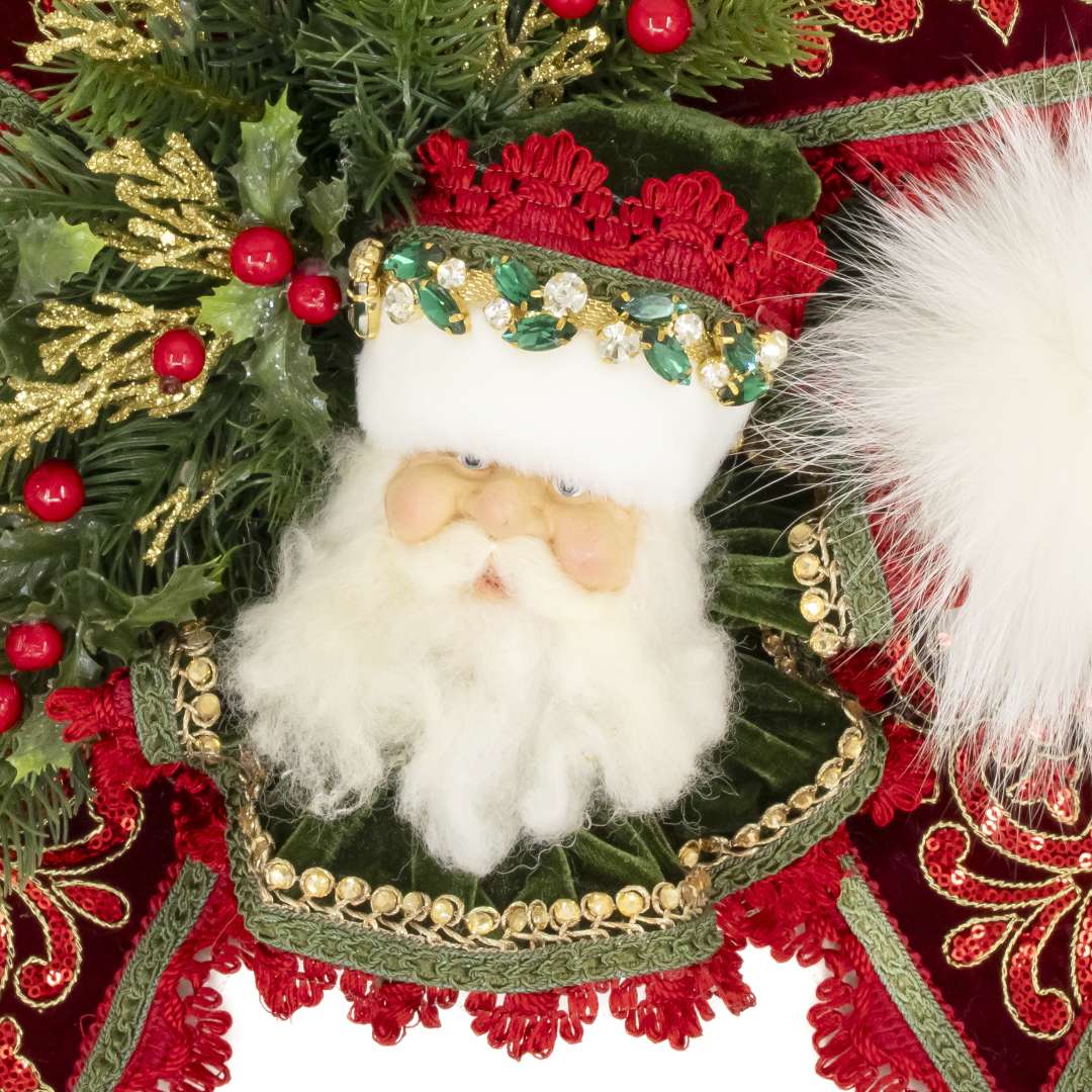 "Decorazione Albero Fiocco Testa Babbo Verde" H35L30 - immagine 2