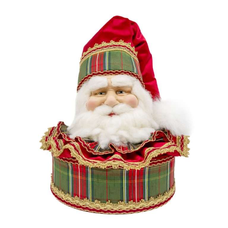 " Tête de Père Noël tartan " H32D30