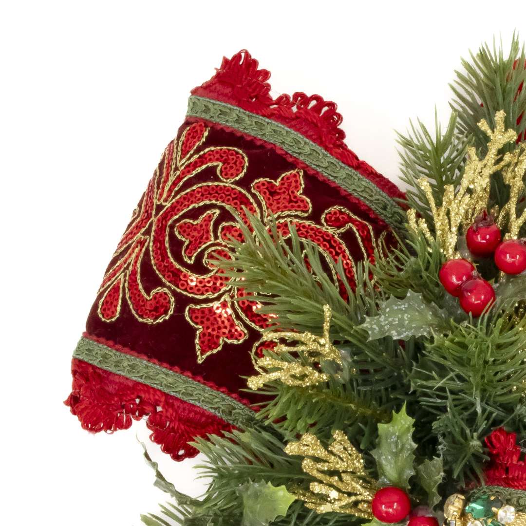 "Decorazione Albero Fiocco Testa Babbo Verde" H35L30 - immagine 3