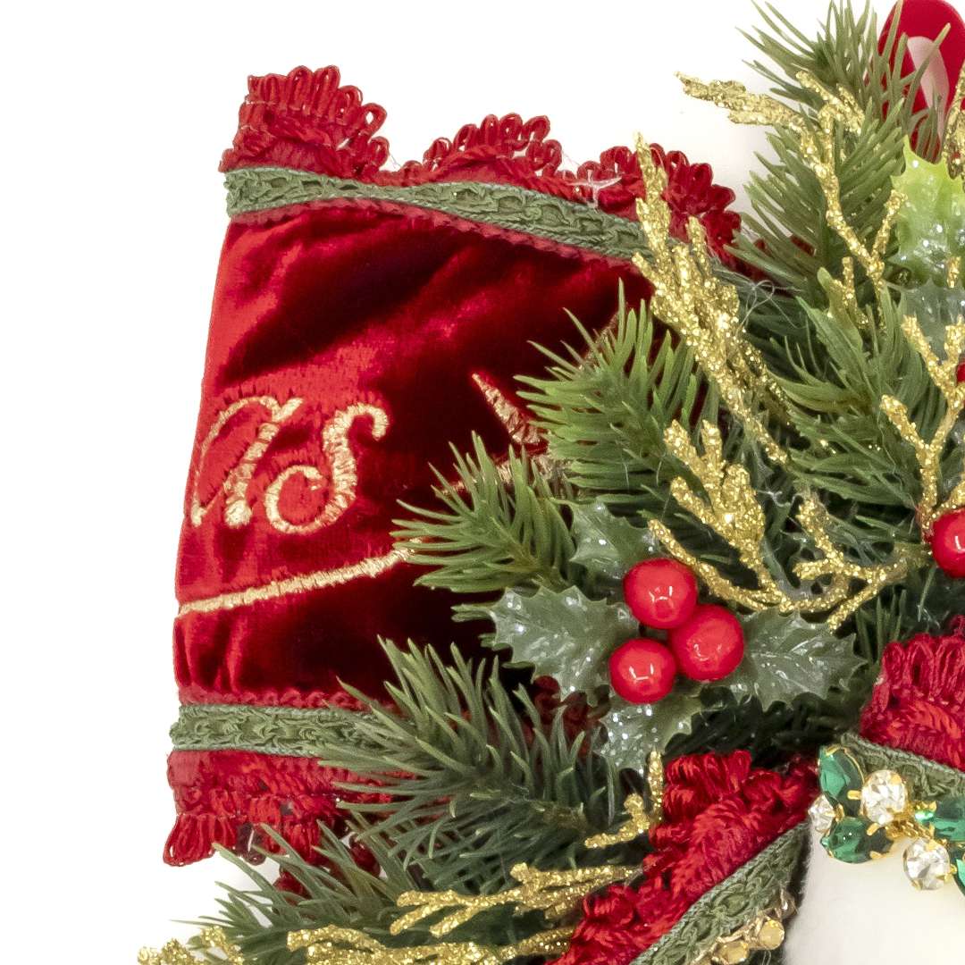 "Decorazione Albero Fiocco Testa Babbo Verde" H35L30 - Image 3