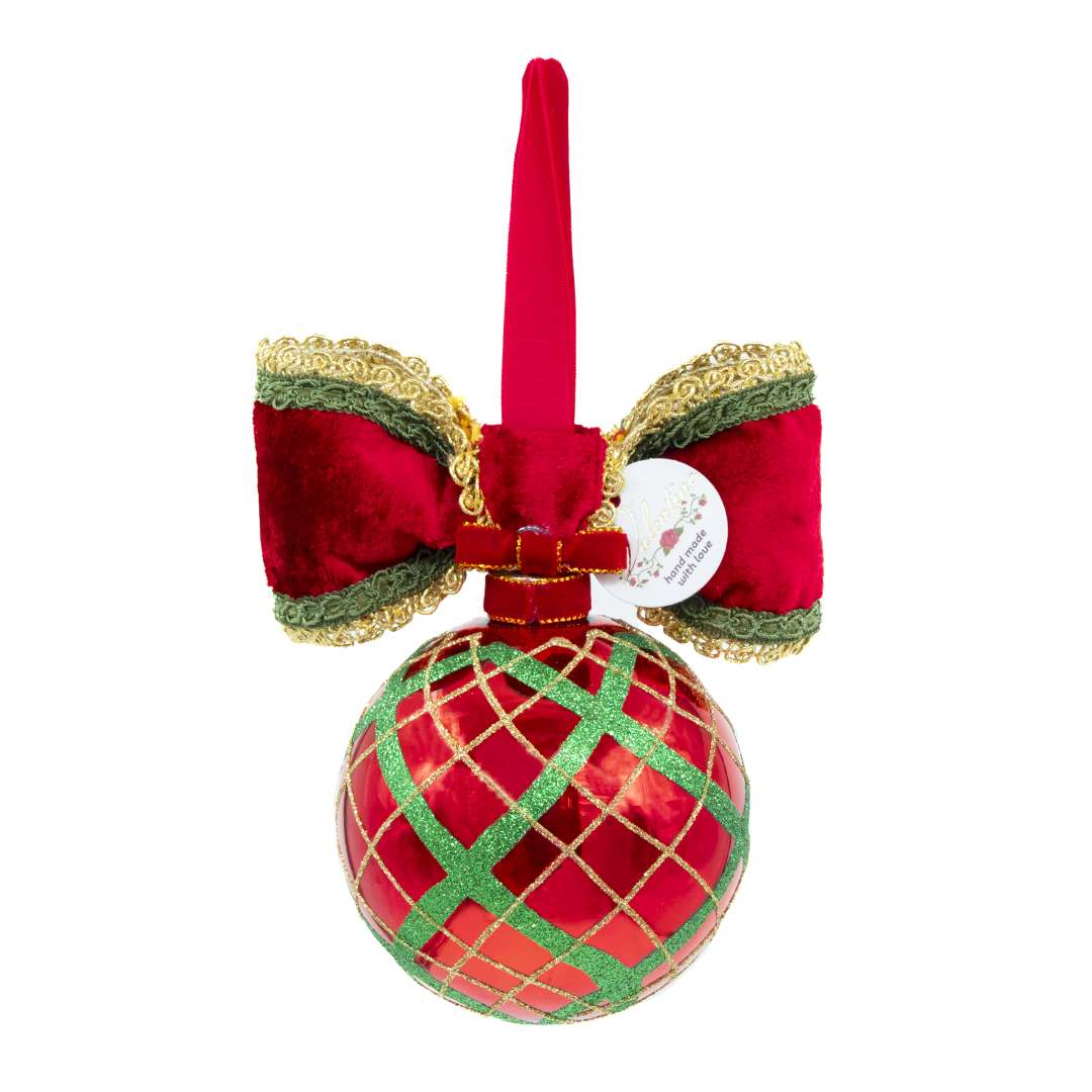 "Decorazione Albero Sfera Natalizia Tartan" D10H15 - Image 4