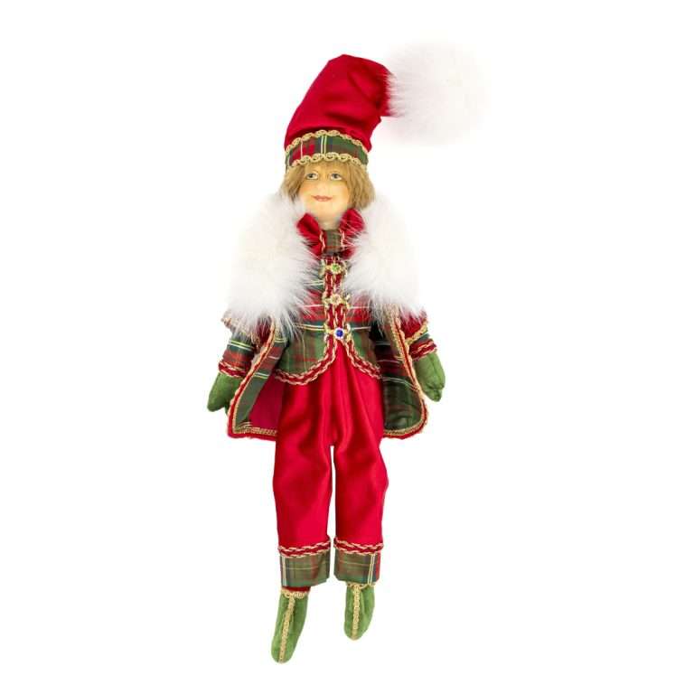 " Grand elfe du tartan rouge " H60 cm