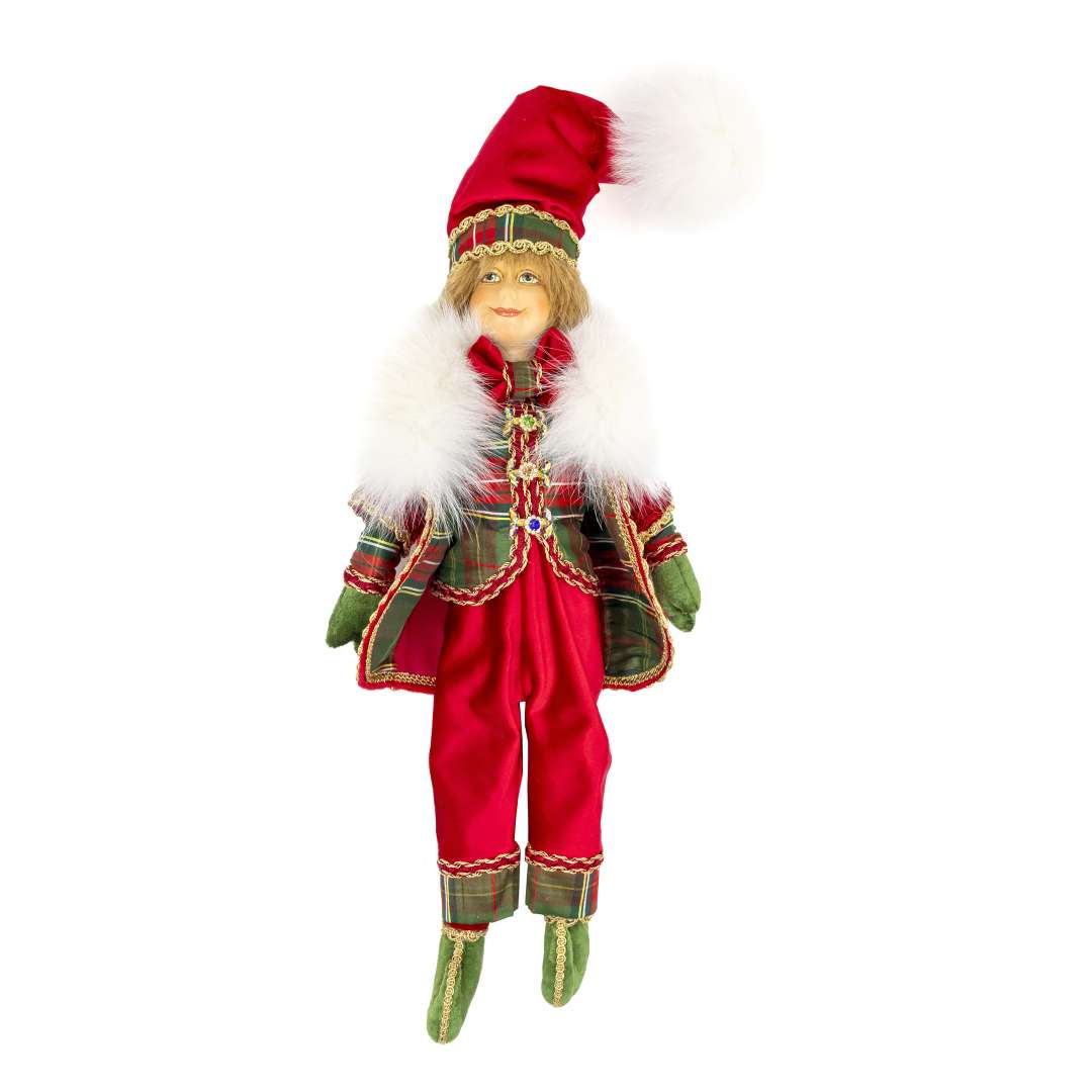 " Grand elfe du tartan rouge " H60 cm