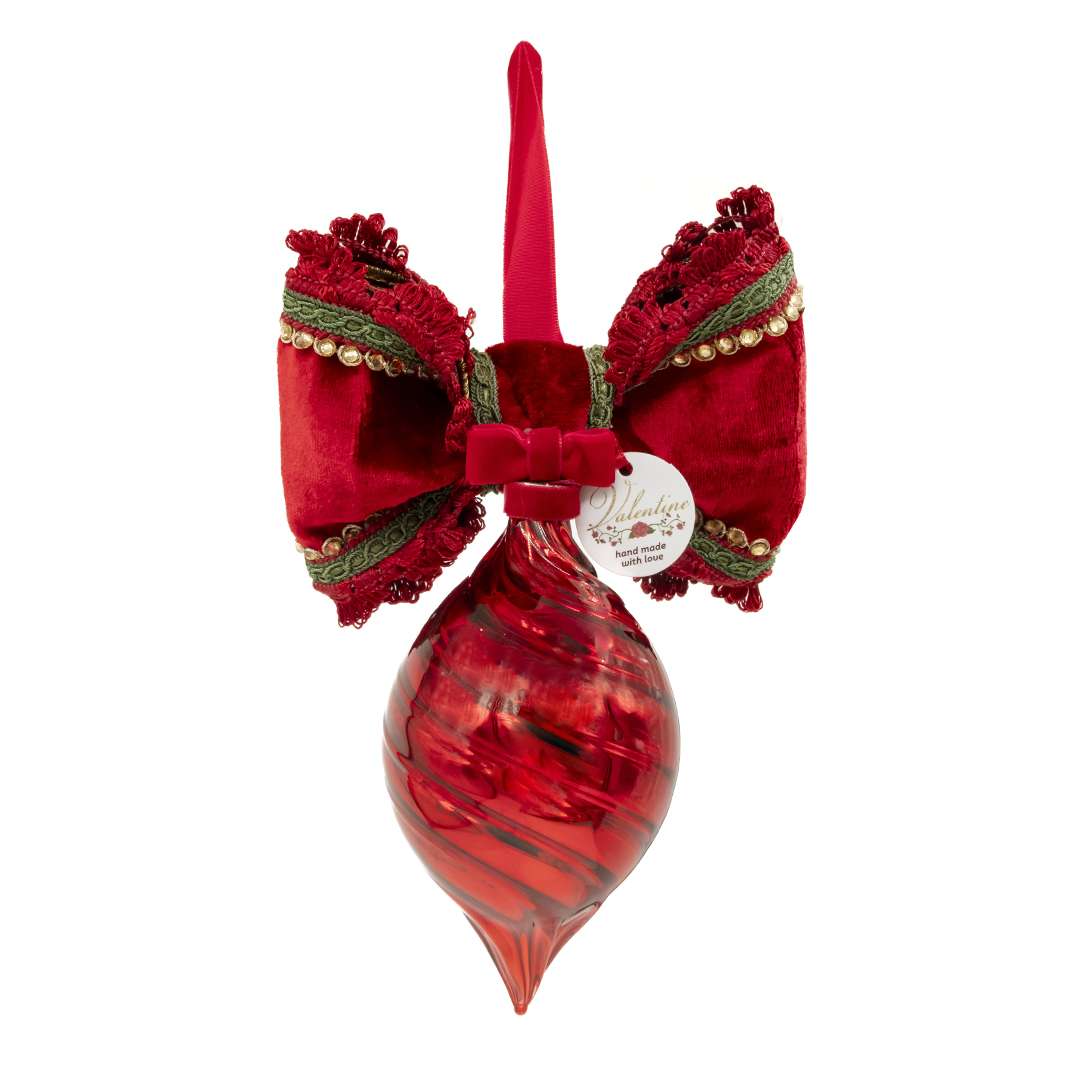 "Sfera a Goccia Rossa Tema Merry Christmas" H22D10 - immagine 4