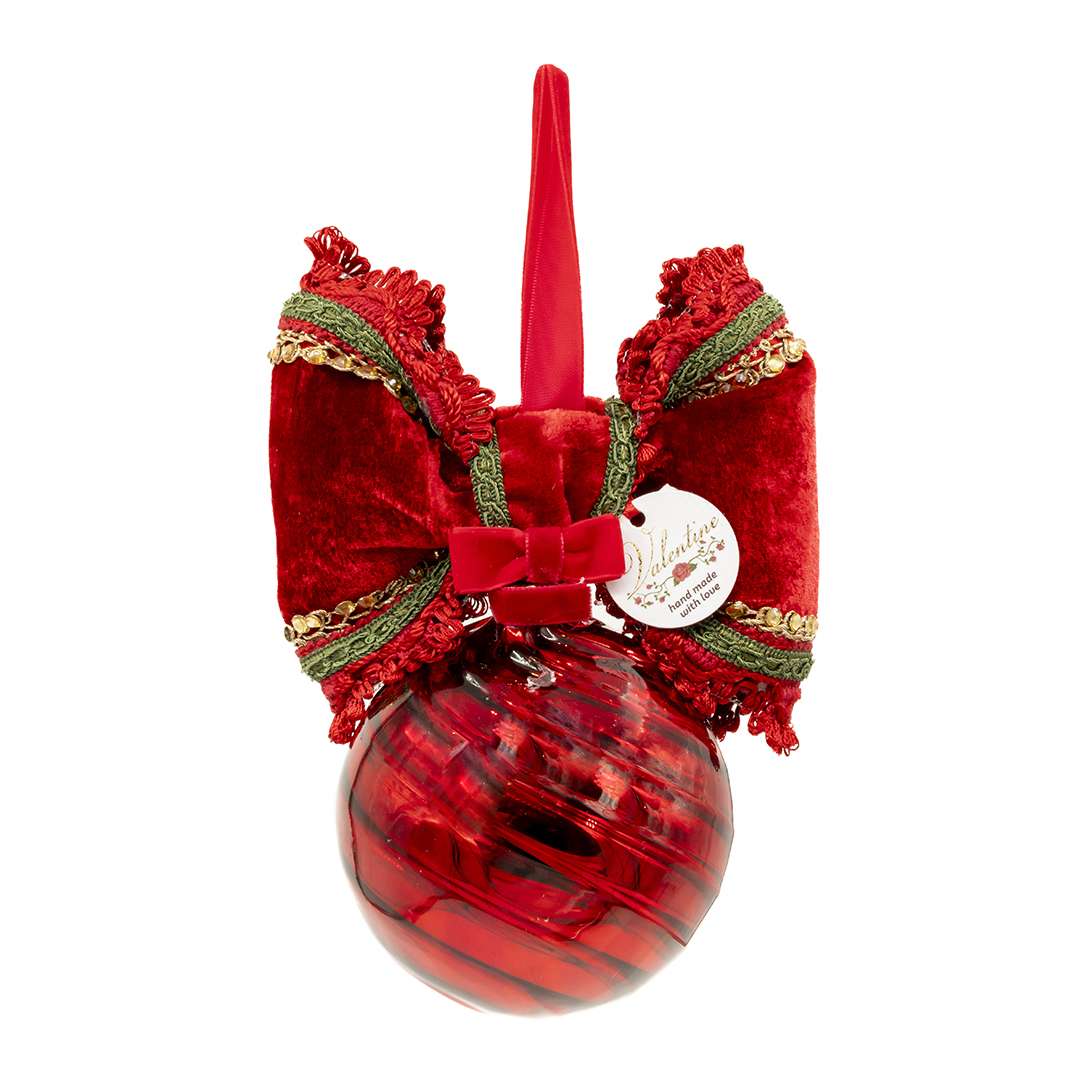 "Sfera Tonda Rossa Tema Merry Christmas" H20D10 - immagine 3