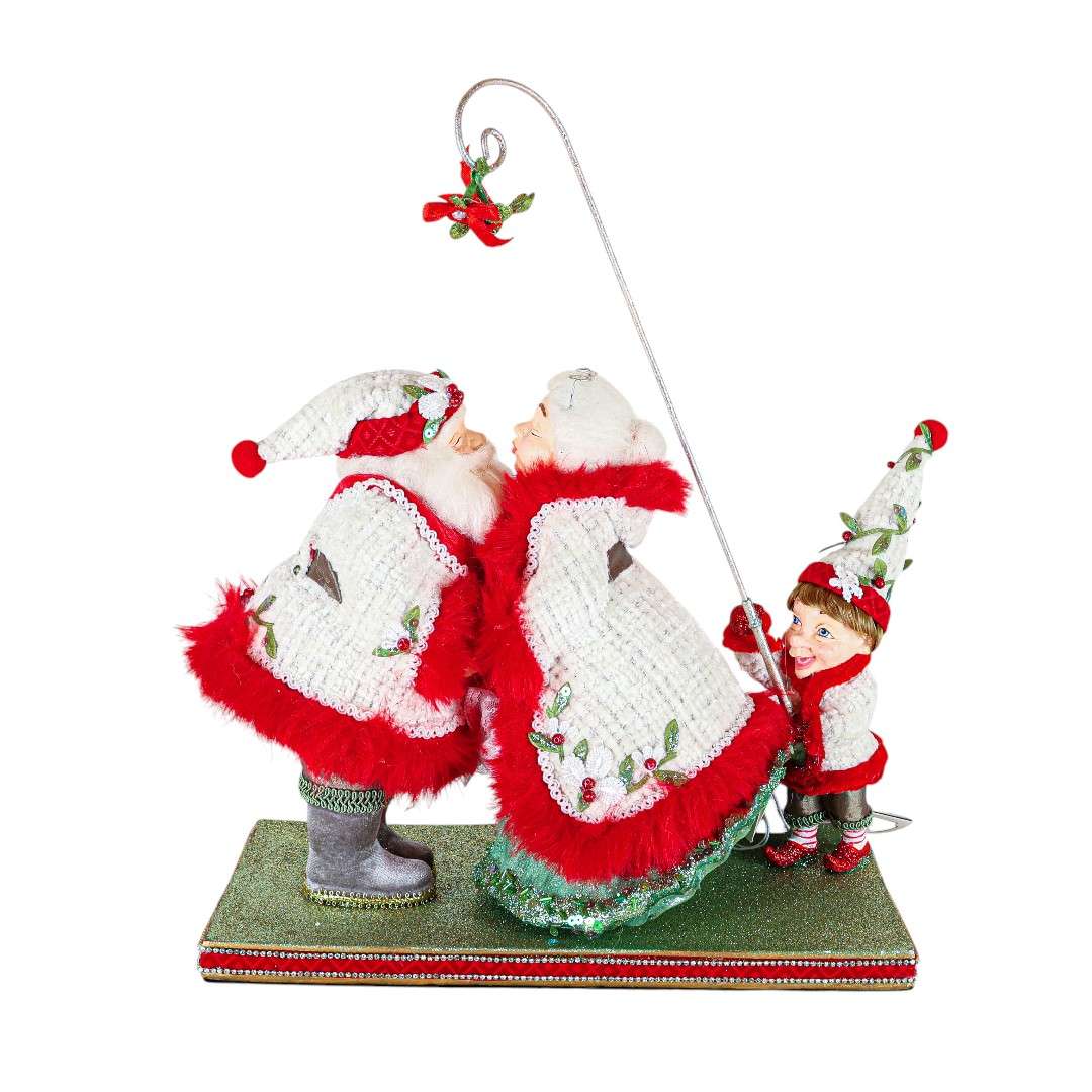 "Coppia Santa Claus con Elfo Linea Mistletoe" H29L30 CM