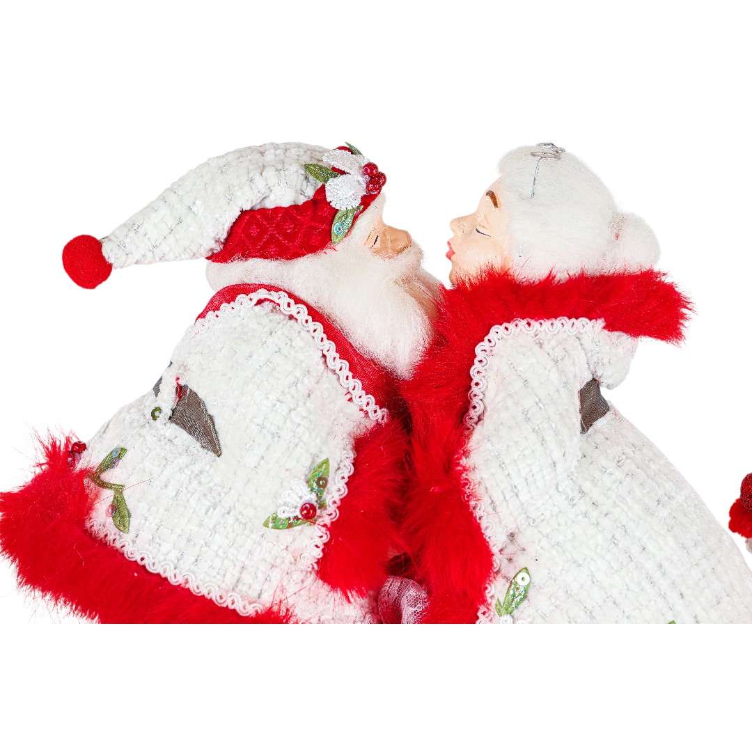 "Coppia Santa Claus con Elfo Linea Mistletoe" H29L30 CM - immagine 2