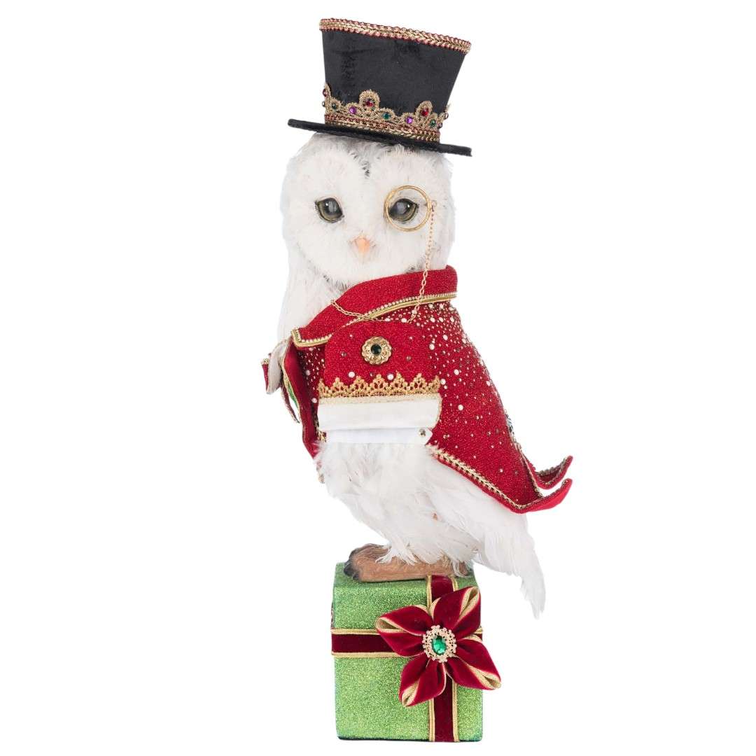 " Hibou grand-duc gentleman de table " H50 cm