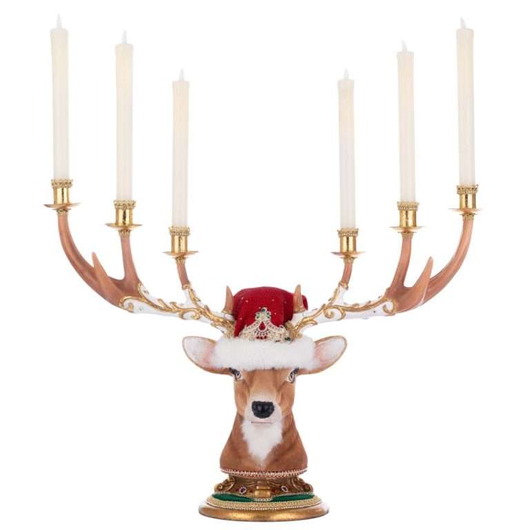 "Candélabre de table " Boule de Noël royale à tête de cerf » H67 cm