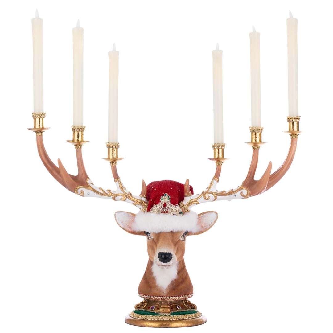 "Candélabre de table " Boule de Noël royale à tête de cerf » H67 cm