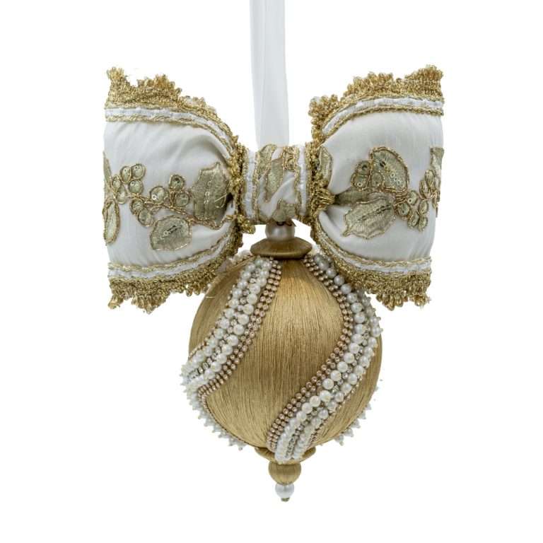 Boule de Noël " Perles d'or " D12H22