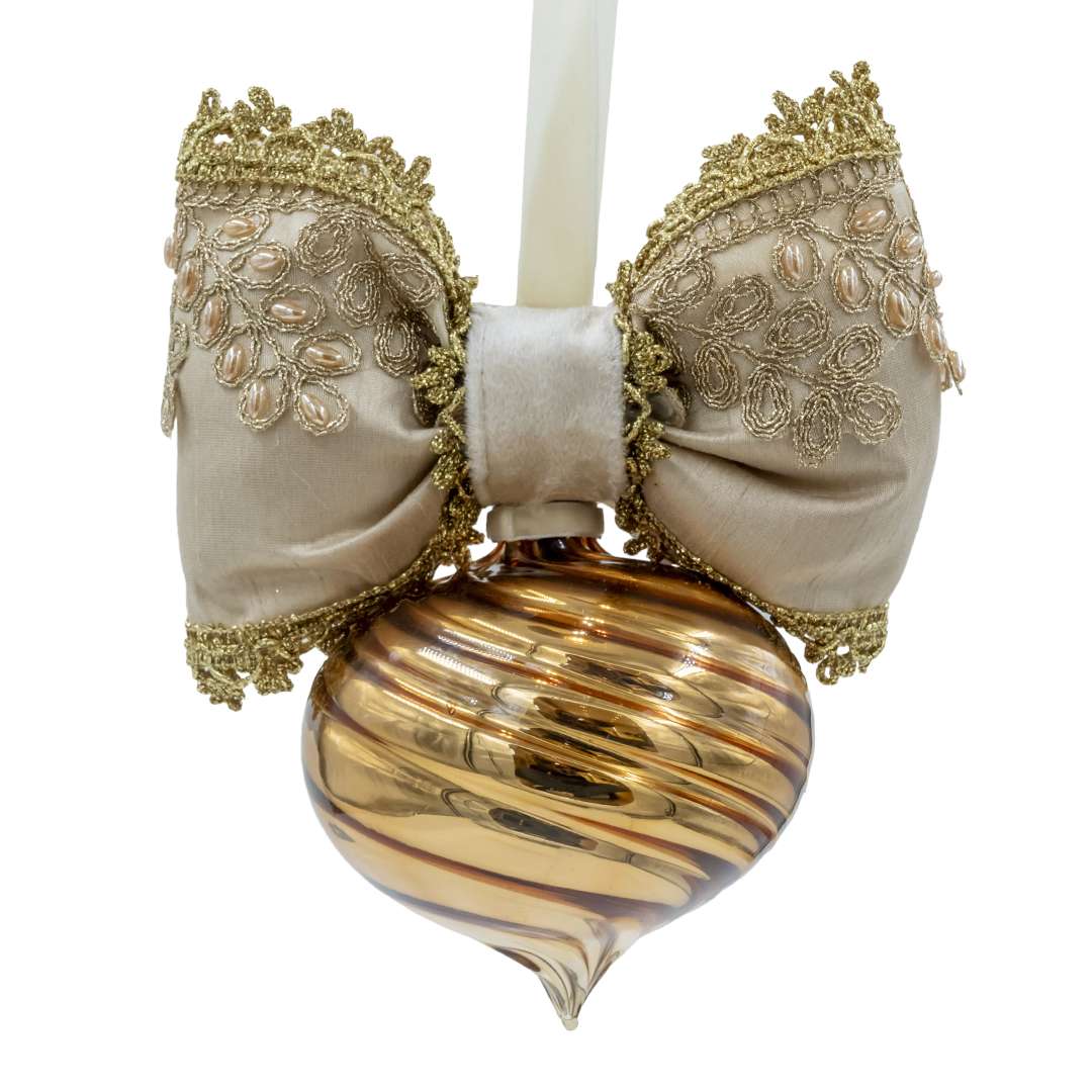 "Gold Spiral" Pointed Christmas Ball D10H22