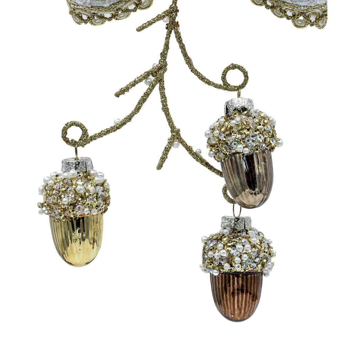 Decorazioni Albero "Ramo con Ghiande" H26L15 - immagine 2