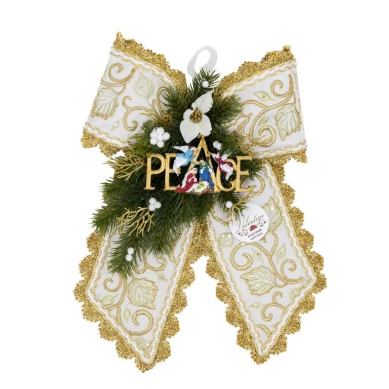“Décoration nœud papillon feuille d'or avec scène de la Nativité H40 x 30 cm